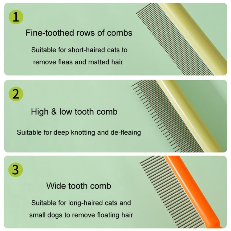 Cats And Dogs Long Hair Knotting Brush Pets Stainless Steel Detangling Comb, Fine Teeth, High And Low Fine Teeth, Coarse Teeth