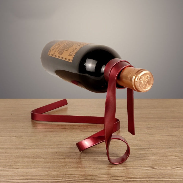 Metal Ribbon Suspended Wine Bottle Holder Home Desktop Decorative Ornaments