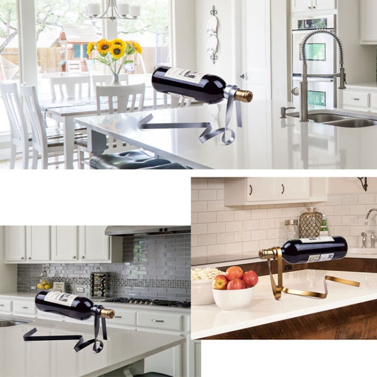 Metal Ribbon Suspended Wine Bottle Holder Home Desktop Decorative Ornaments