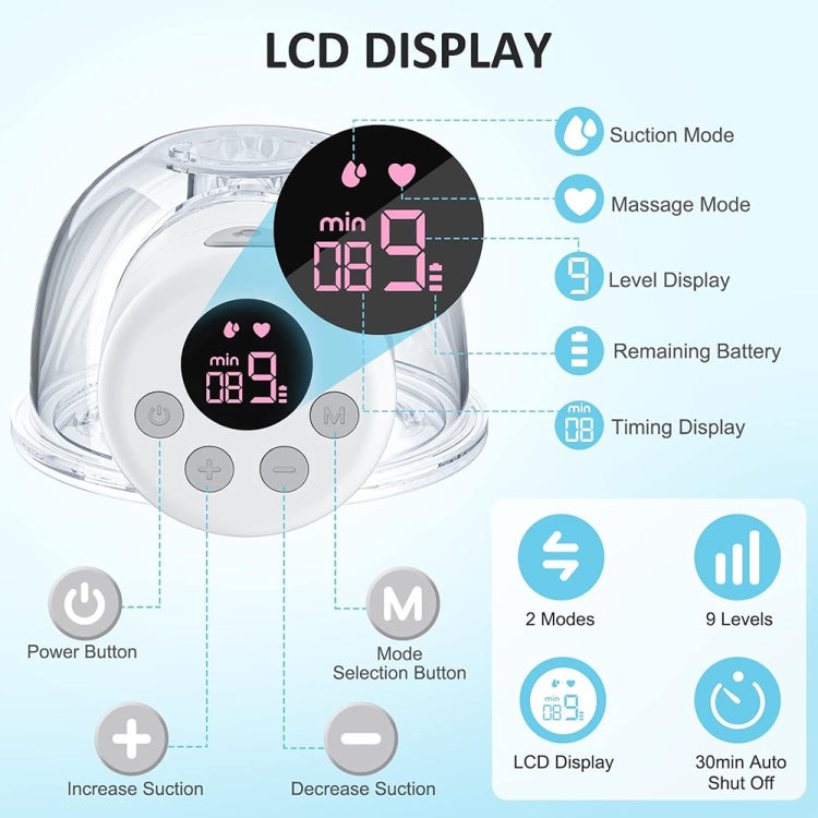 مضخة ثدي كهربائية ذكية محمولة وصامتة S12 بشاشة LCD كبيرة السعة، S12 أبيض، S12 ثنائي الجانب