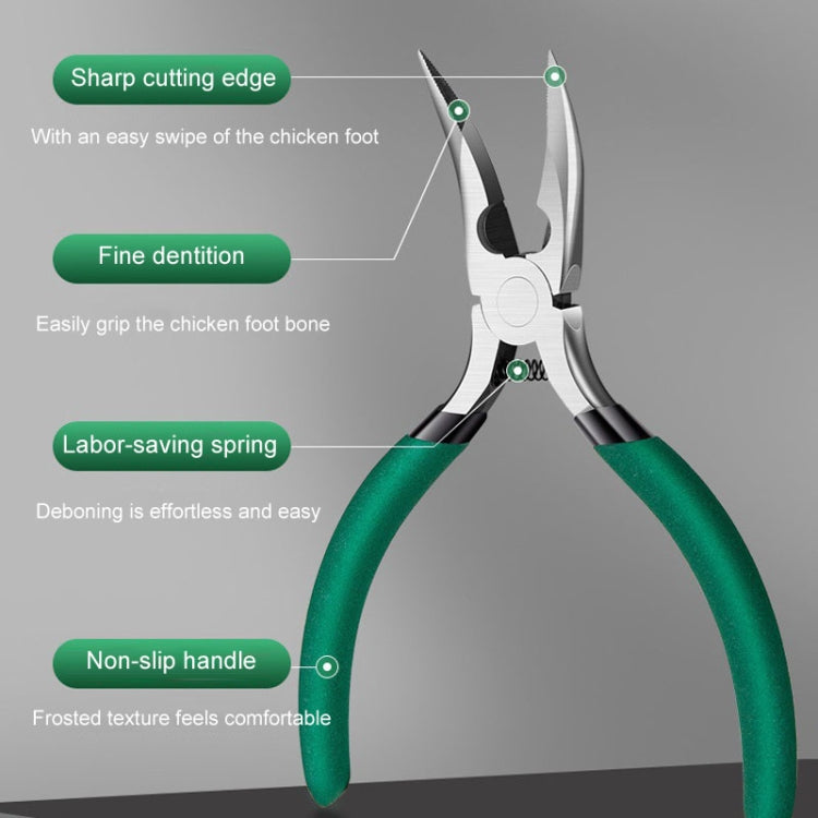 Chicken Claw Boning Tool Boning Knife Chicken Feet Bone Removal Pliers, Blue, Yellow, Green
