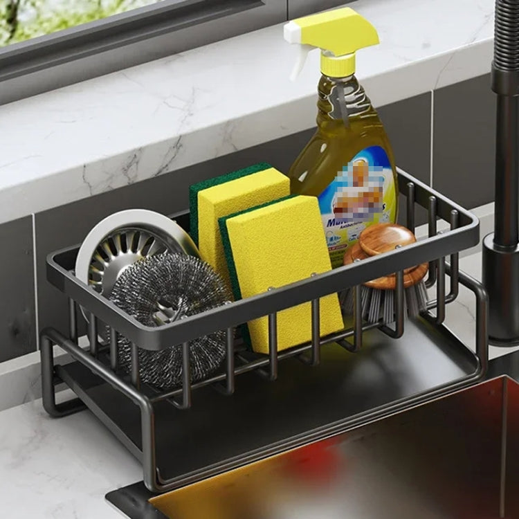 Kitchen Sink Multifunctional Drain Rack Sponge Rag Storage Shelf, Gray, Black, White, With Pole Gray, With Pole Black, With Pole White