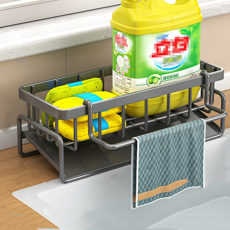 Kitchen Sink Multifunctional Drain Rack Sponge Rag Storage Shelf, Gray, Black, White, With Pole Gray, With Pole Black, With Pole White