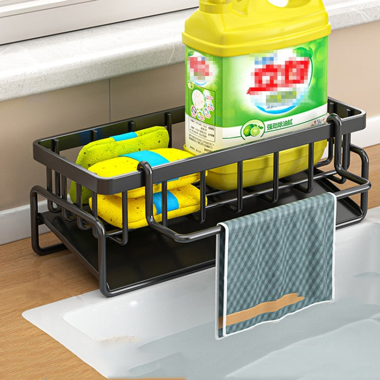 Kitchen Sink Multifunctional Drain Rack Sponge Rag Storage Shelf, Gray, Black, White, With Pole Gray, With Pole Black, With Pole White