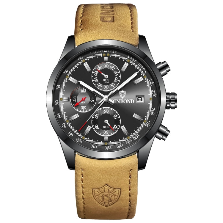 BINBOND B6022 30m Waterproof Luminous Multifunctional Quartz Watch
