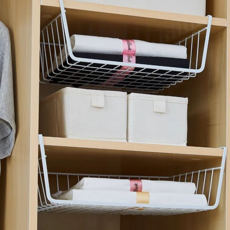 Closet Organizer Metal Shelf Kitchen Cabinet Under Hanging Shelf, 40x25x14cm