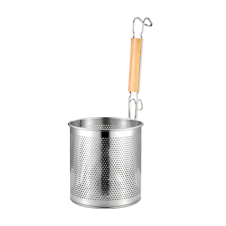 Household Stainless Steel Wooden Handle Spoon Kitchen Filtering Powder Oil Leakage Frying Basket