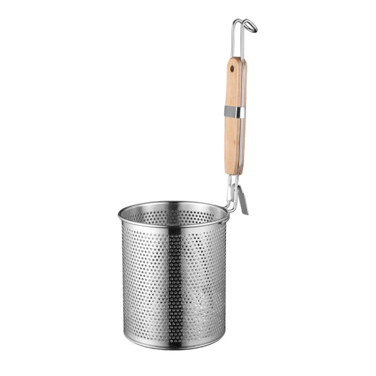 Household Stainless Steel Wooden Handle Spoon Kitchen Filtering Powder Oil Leakage Frying Basket