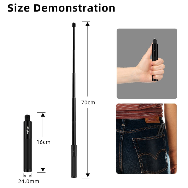 aMagisn 70cm Invisible Straight Pull Selfie Stick Sports Camera Accessories, Single Rod