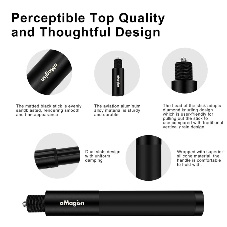 aMagisn 70cm Invisible Straight Pull Selfie Stick Sports Camera Accessories, Single Rod
