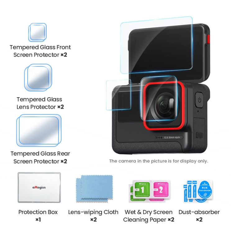 For Insta360 ACE aMagisn Tempered Film Protective Stickers Sports Camera Accessories, 6 In 1