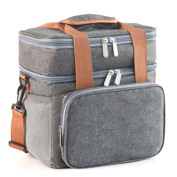 Double Layer Insulated Lunch Bag Large Capacity Food Cooler Bag with Shoulder Strap