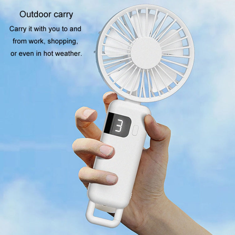 Portable Digital Display Hanging Neck Mute Small Fan USB Charging Handheld Foldable Fan
