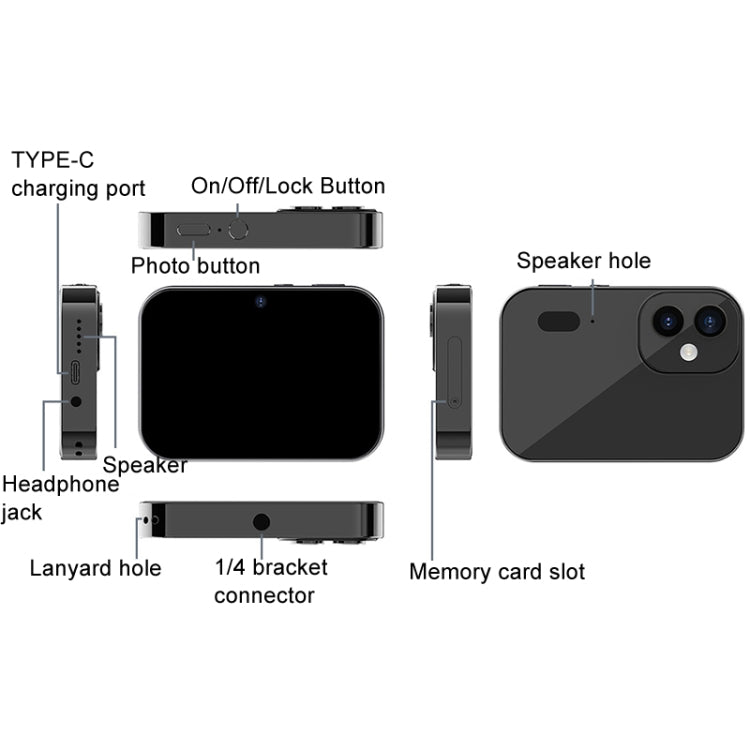 D6 CCD HD Digital Camera Movie Music Smart Camera Touch Screen Student Card Video Recorder, Excluding Memory