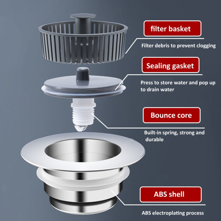 Pop Up Kitchen Sink Drain Strainer Stopper Combo Anti-Clog and Easy Clean, Sink Drain Strainer Stopper
