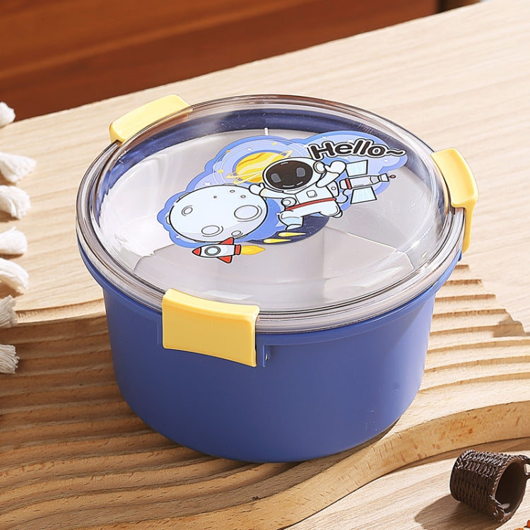 1100ml Cartoon Round Microwaveable Bento Box Outdoor Student Lunch Box, Beauty Pink, Space Blue, Bear Brown