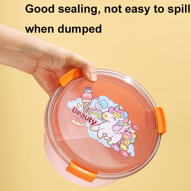 1100ml Cartoon Round Microwaveable Bento Box Outdoor Student Lunch Box, Beauty Pink, Space Blue, Bear Brown