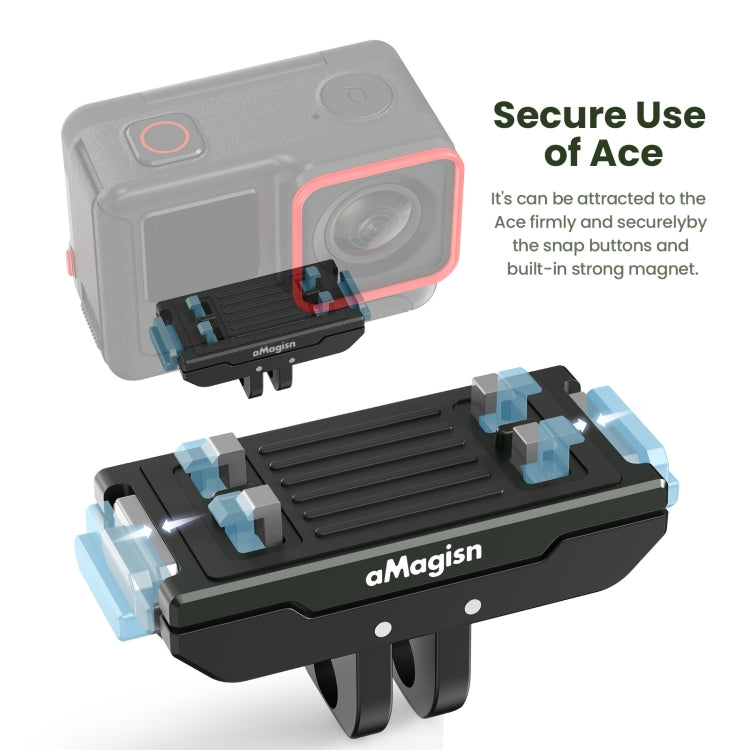 AMagisn Metal Magnetic Quick Release + Top Cover, For Insta360 Ace / Ace Pro / X5 / X3 / X2 / GoPro HERO12 Black, Metal+Top Cover