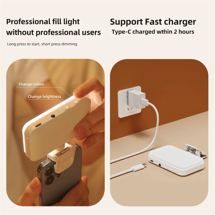66 LEDs Selfie Fill Light Rechargeable 3 Modes Clip-on Pocket Light For Phone, Laptop, Tablet Meeting