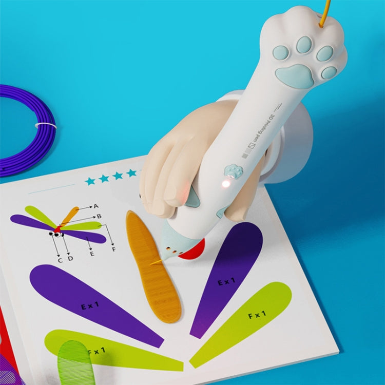 Cat Claw USB Charging Low Temperature 3D Printing Pen Children DIY Graffiti 3D Painting Pen