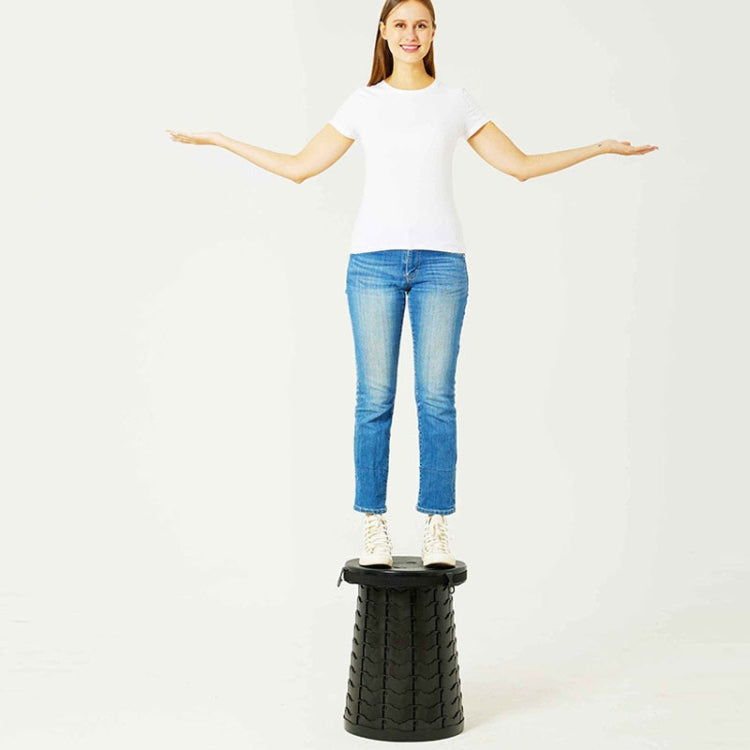 Car Outdoor Multifunctional Retractable Thickened Folding Stool Portable Toilet, 50cm(Black)