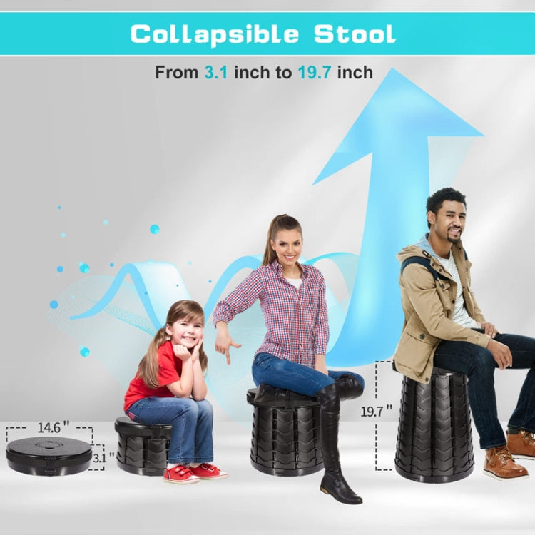 Car Outdoor Multifunctional Retractable Thickened Folding Stool Portable Toilet, 50cm(Black)