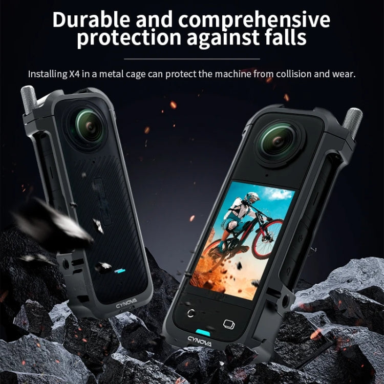 For Insta360 X4 CYNOVA Metal Rabbit Cage + Lens Cover Set Protective Accessories