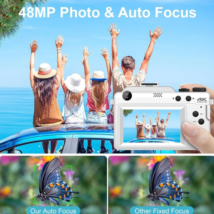 3-Inch Display Digital Camera Dual Front And Rear Cameras 48MP, 18x Digital Zoom 4K HD Camcorder