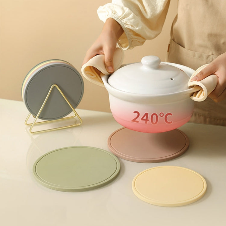 Household Round Heat Insulating Mats Kitchen High Temperature Resistant Silicone Pad, Bowl Pad Brown, Bowl Pad White, Bowl Pad Green, Pot Pad Brown, Pot Pad White, Pot Pad Green