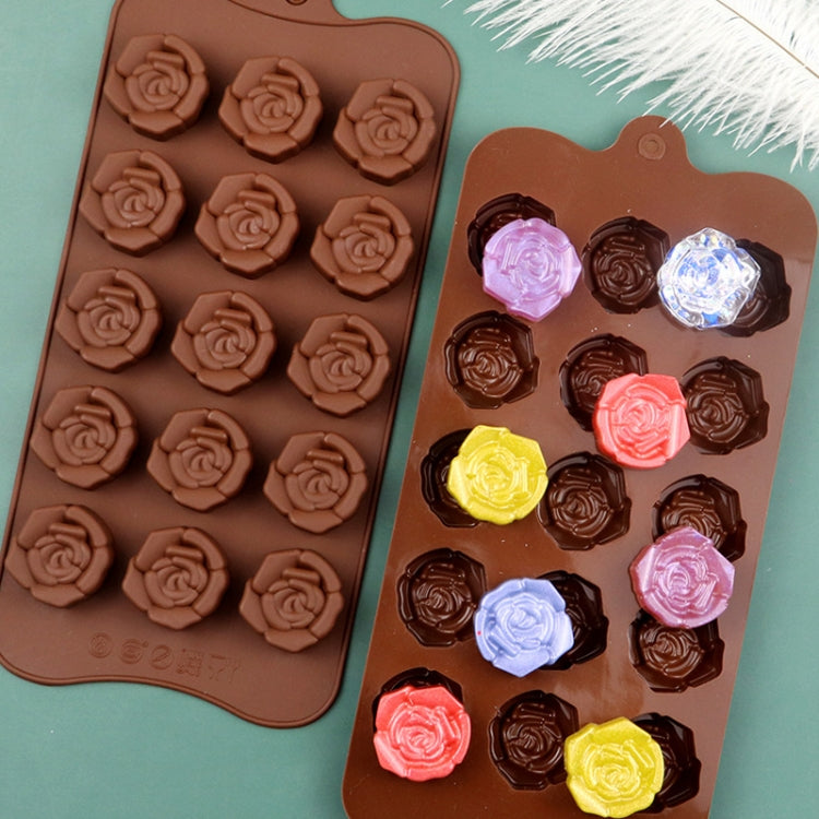 15 Grids Dimensional Rose Chocolate Mould Silicone Handmade Soap Molds, 15 Grids Rose Chocolate