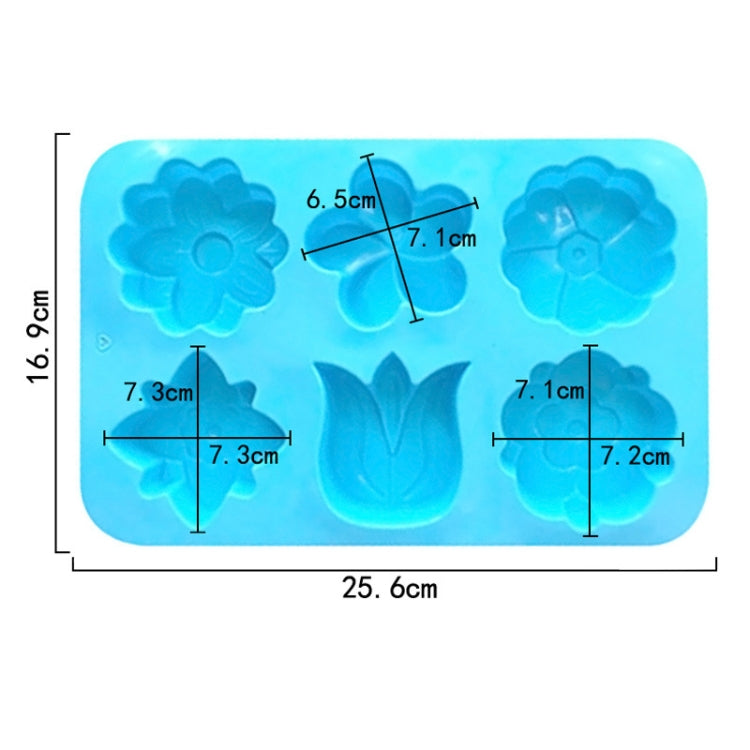 6 Grids Flower Silicone Baking Cake Molds DIY Handmade Soap Mould, 6 Grids Flower