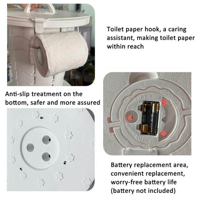 Retractable Portable Travel Toilet Collapsible Stool for Outdoors Fishing Camping, Ordinary White, Ordinary Black, With Light White, With Light Black