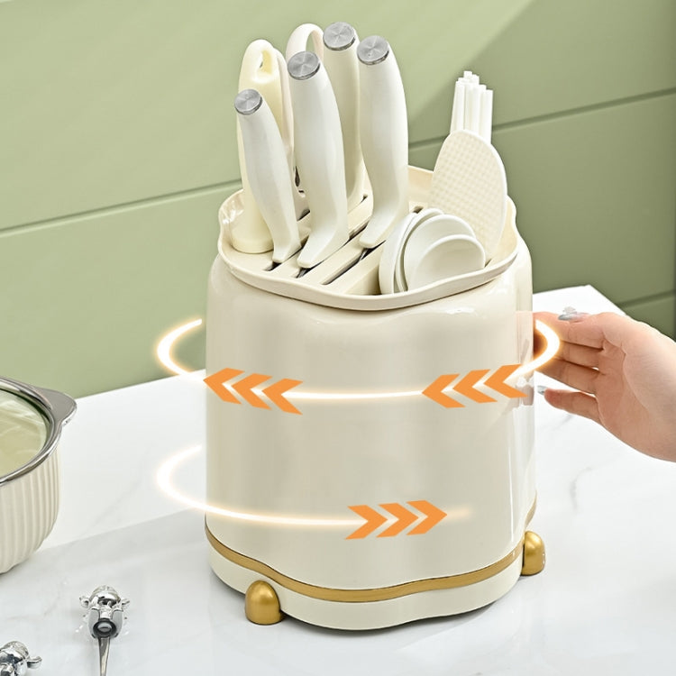 Kitchen Rotating Knife Rack Multi-functional Cutlery Shelf Home All-in-One Chopsticks Storage Rack