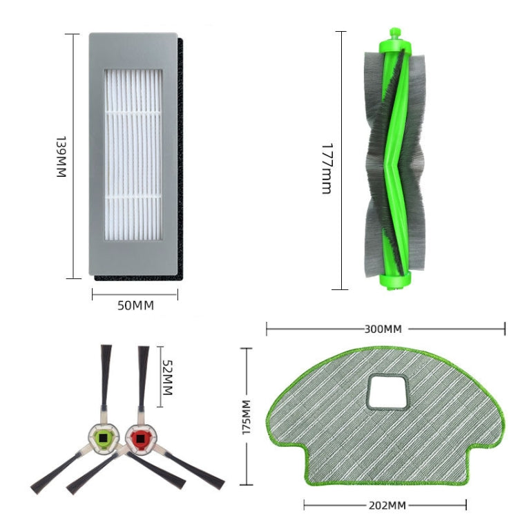 For IRobot Roomba Combo113 R113840 Vacuum Cleaner Accessories, Main Brush, 1pair Side Brushes, Filter, Rag