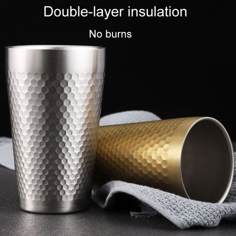 304 Stainless Steel Hammer Mug Thickened Double-Layer Restaurant Tea Cups, 175ml, 260ml, 300ml, 350ml, 450ml
