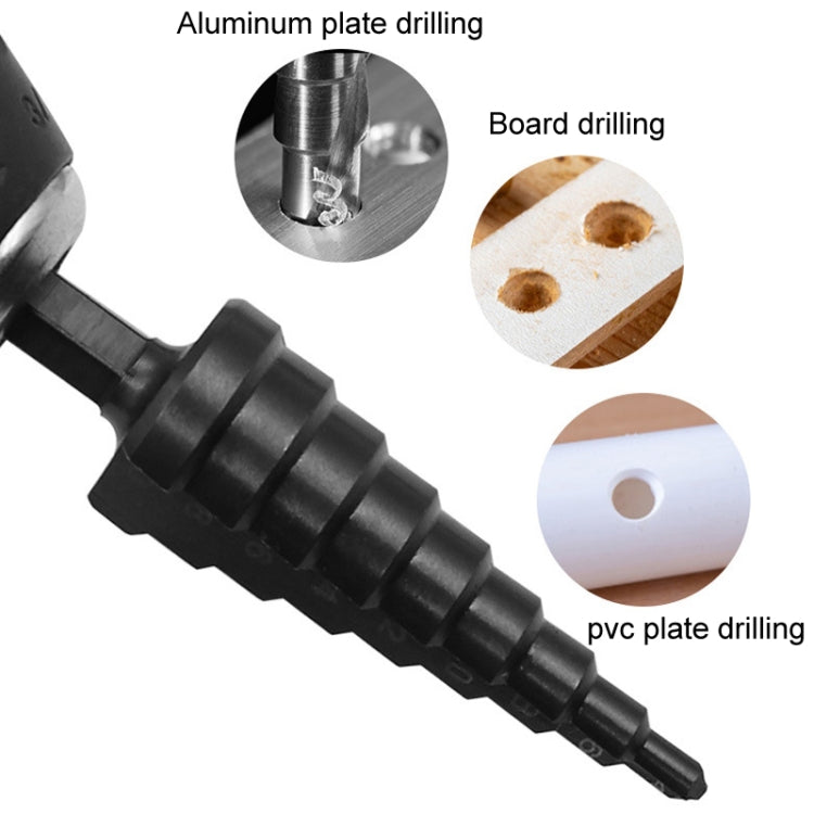 Hexagonal Shank Nitrided Straight Fluted Step Drill HSS Pagoda Drill Hole Opener, 3pcs / Set