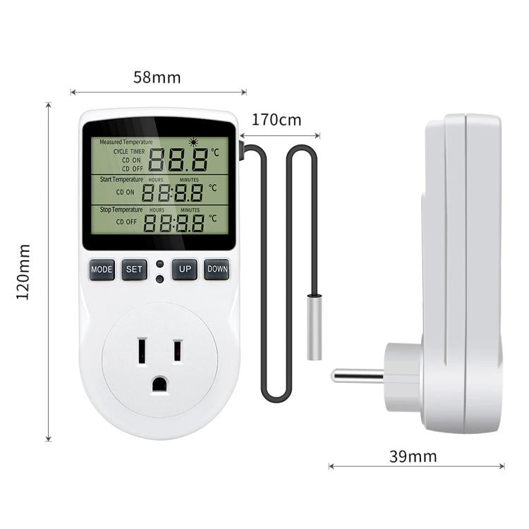 Intelligent Digital Thermostat Countdown Temperature Control Switch Socket Timing Temperature Controller, US Plug