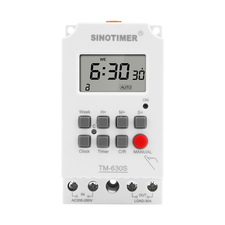 SINOTIMER TM630S-K 85-265V AC 30A Timer Switch 1 Second Interval Weekly Programmable Time Relay
