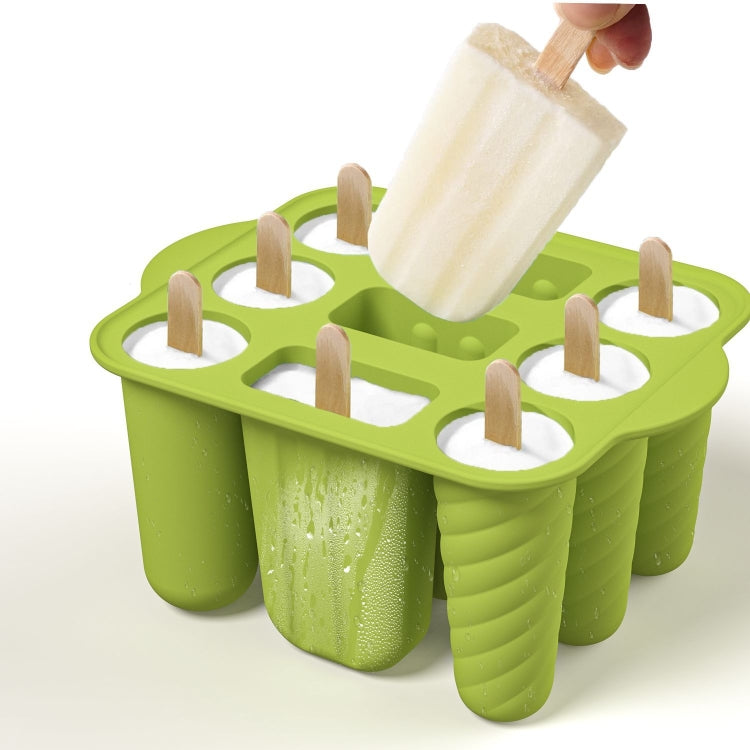 9 Grids Ice Cream Mould Silicone Ice Compartment Homemade Ice Cube Membrane Maker, Yellow A, Pink A, Green A