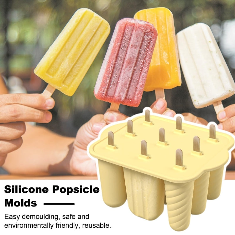 9 Grids Ice Cream Mould Silicone Ice Compartment Homemade Ice Cube Membrane Maker, Yellow A, Pink A, Green A