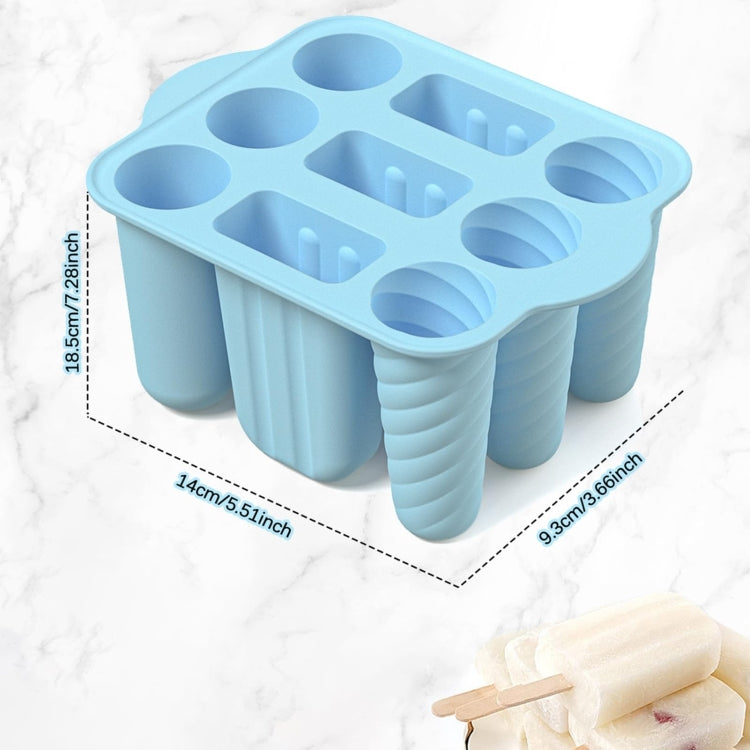 9 Grids Ice Cream Mould Silicone Ice Compartment Homemade Ice Cube Membrane Maker, Yellow A, Pink A, Green A