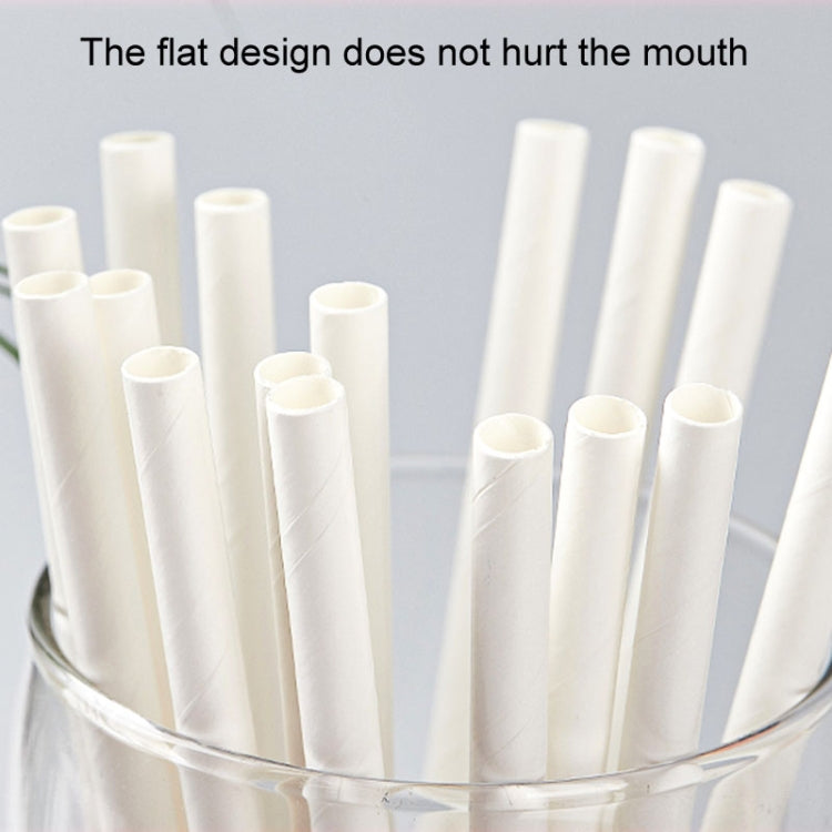 100pcs /Pack 6x197mm Disposable Paper Straws Biodegradable Party Drinking Straws Dessert Table Decoration Prop, White, Black, Kraft Paper