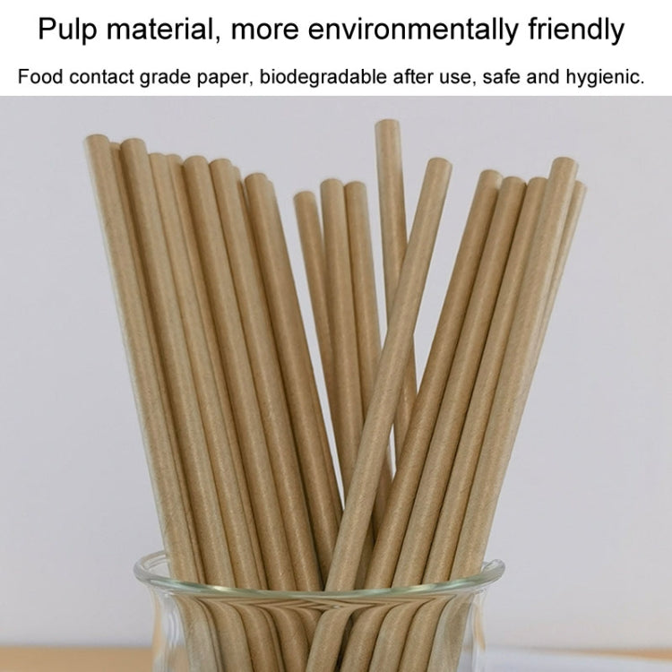 100pcs /Pack 6x197mm Disposable Paper Straws Biodegradable Party Drinking Straws Dessert Table Decoration Prop, White, Black, Kraft Paper