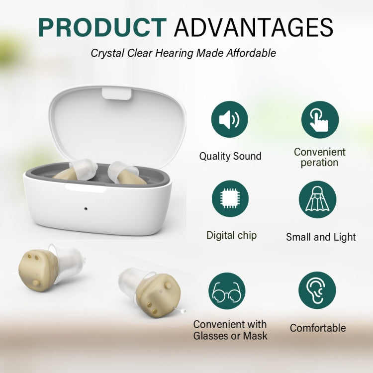Z-68 In-ear TWS Invisible Hearing Aid Digital Sound Amplifier with Charging Box, Z-68