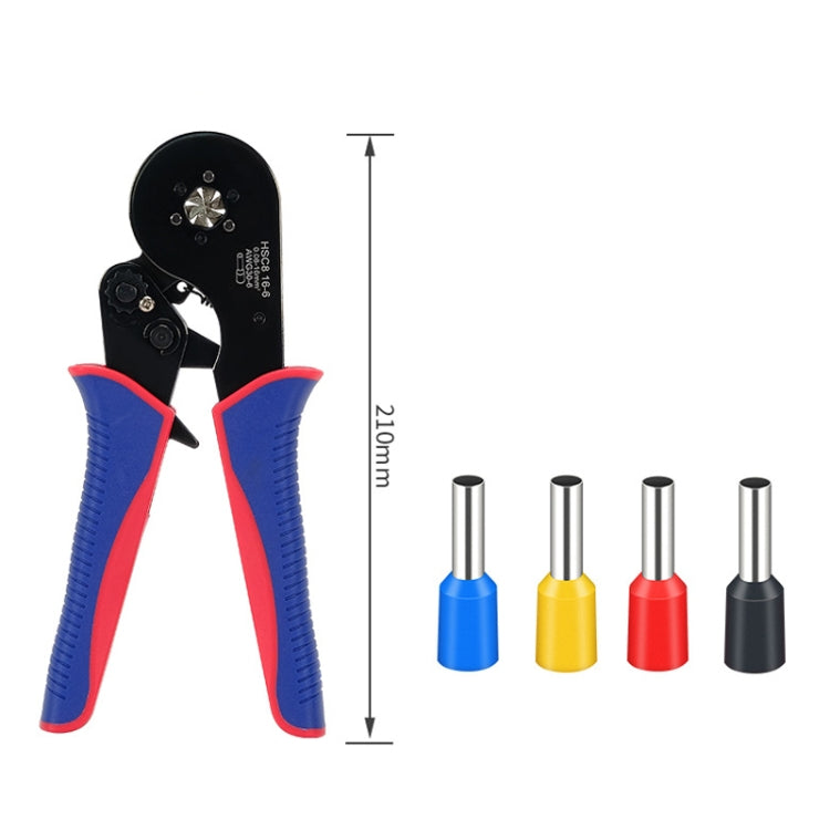Wire Tube Type European Terminal Crimping Pliers, HCS8 16-6 Blue, HCS8 16-6 Blue Red, HCS8 16-6 Red Black