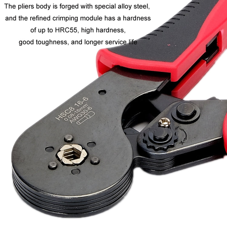 Wire Tube Type European Terminal Crimping Pliers, HCS8 16-6 Blue, HCS8 16-6 Blue Red, HCS8 16-6 Red Black