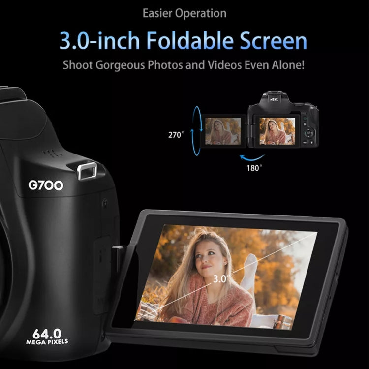 G700 4K / 64MP WiFi Digital Video Camera Camcorder 3.0 Inch IPS Screen 12X Optical Zoom