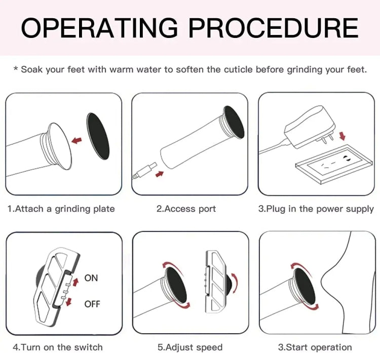Electric Foot Grinder Calluses Dead Skin Remover With 60pcs Replaceable Sandpaper Discs, US Plug, EU Plug, UK Plug