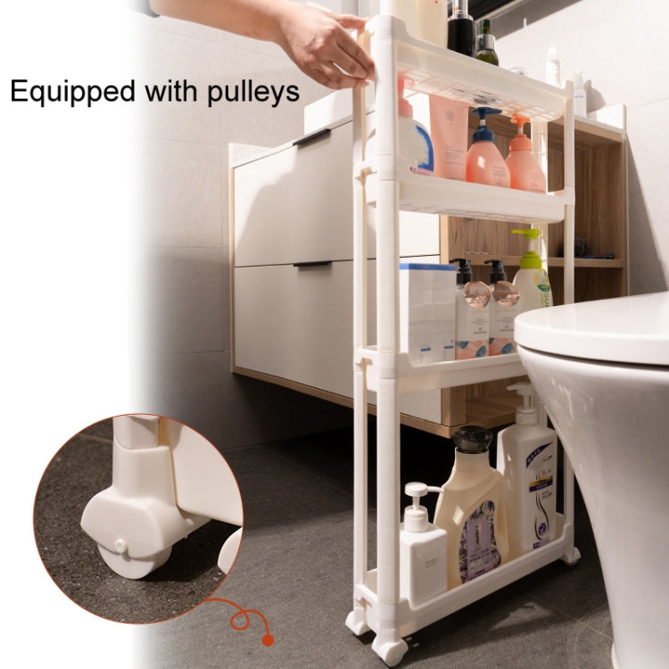 Bathroom Door Narrow Shelf Toilet Crack Floor Trolley Organiser, 3 Layers
