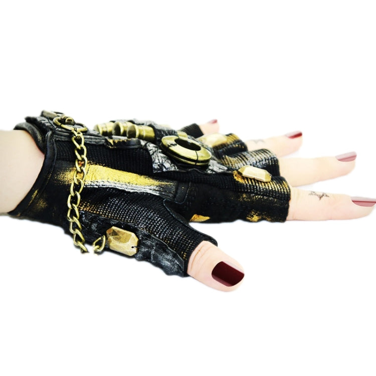 قفازات نصف أصابع لراكبي الدراجات النارية البانك، إكسسوارات الهالوين، مقاسات S، M، L، XL